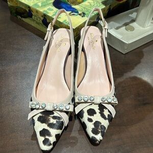 Kate Spade Animal Print Pointed-Toe Slingback Pumps – Size 7.5 – Never Worn